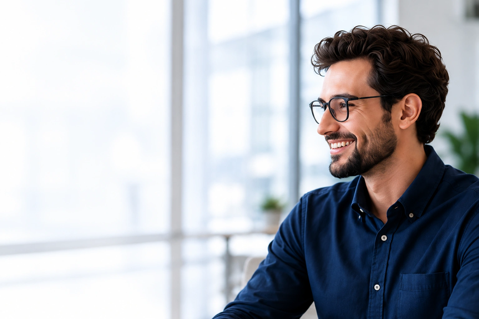 Profissional sorrindo em um escritório